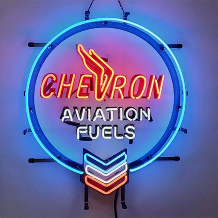 Chevron Aviation Fuels Gasoline Neon Signs - Club Rehab