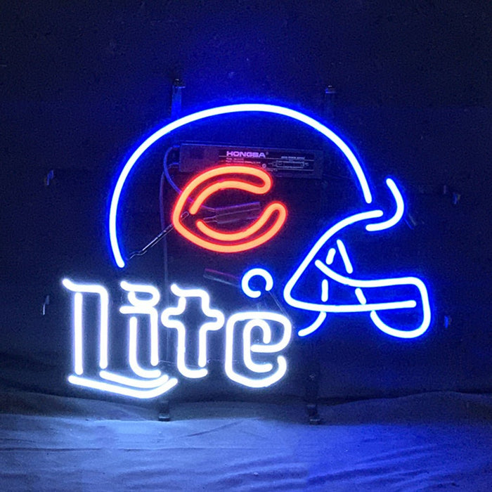 Chicago Bears Helmet Miller Lite Neon Signs - Club Rehab