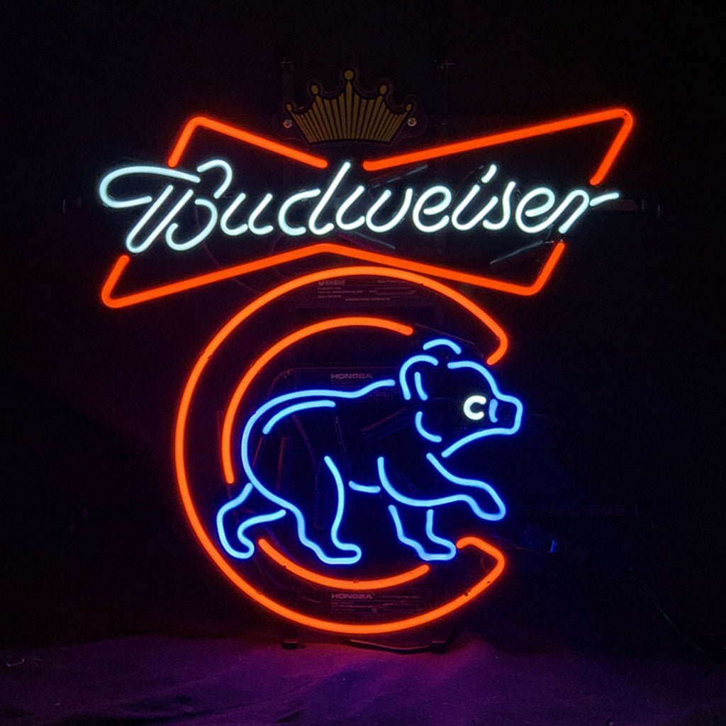 Chicago Cubs Budweiser Crown Neon Signs Light - Club Rehab