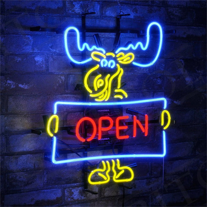 Christmas Elk Deer Open Neon Signs Light - Club Rehab