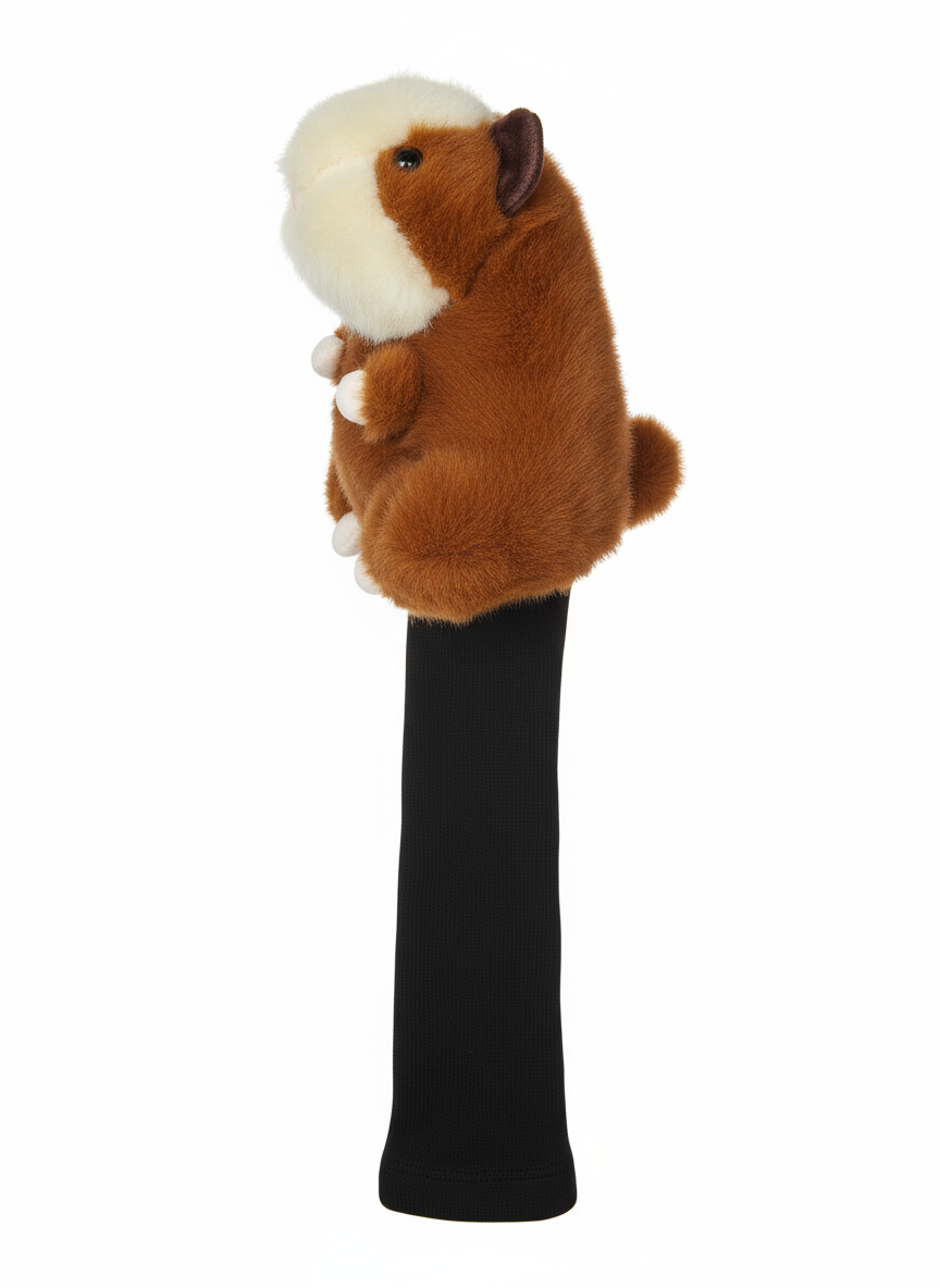Plush headcover on a black handle against a white background