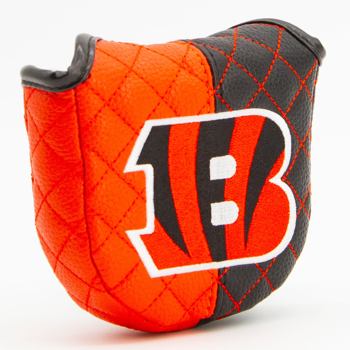 Cincinnati Bengals Split Mallet Putter quilted headcover, angled view