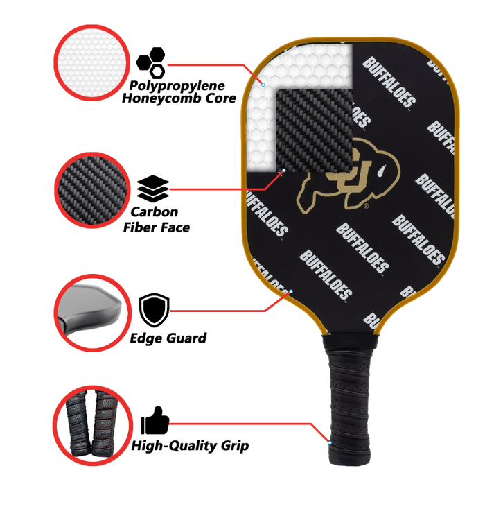 Colorado Buffaloes Pickleball Paddle | Carbon Fiber Face | Balanced Control + Pop - Club Rehab