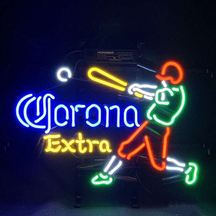 Corona Extra Baseball Player Neon Signs Light - 17"x14" - Club Rehab