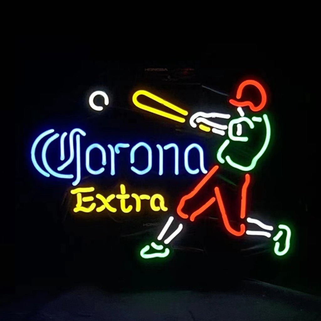 Corona Extra Baseball Player Neon Signs Light - 17"x14" - Club Rehab