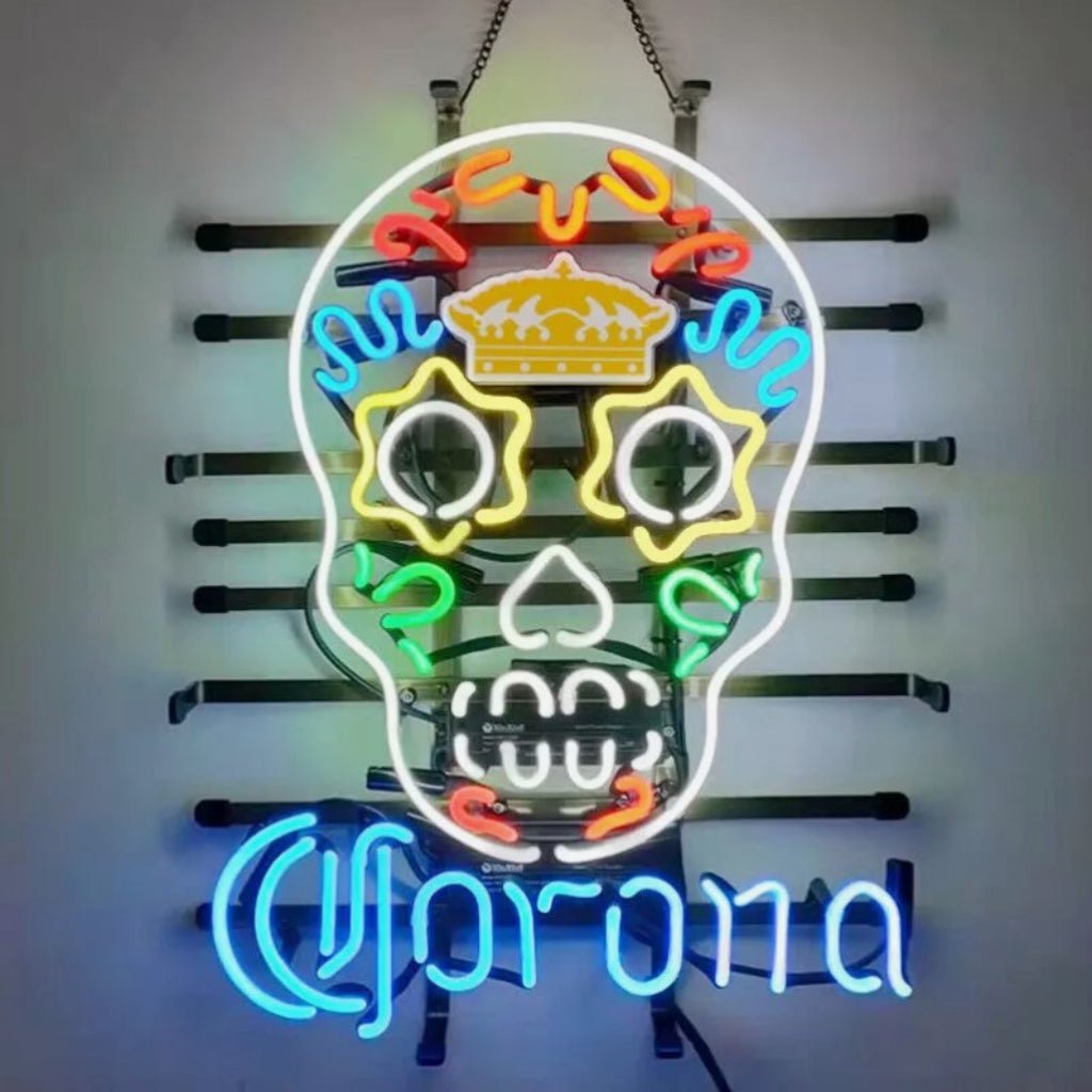 Corona Extra Dia De Los Muertos Hanuted Skull Neon Signs - Club Rehab