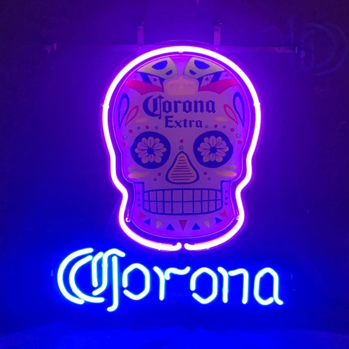 Corona Extra Dia de los Muertos Skull Neon Light Sign - Club Rehab