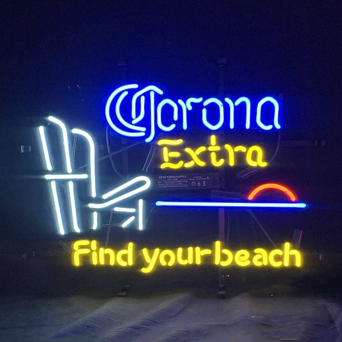 Corona Extra Find Your Beach Neon Sign Light - 19"x15" - Club Rehab