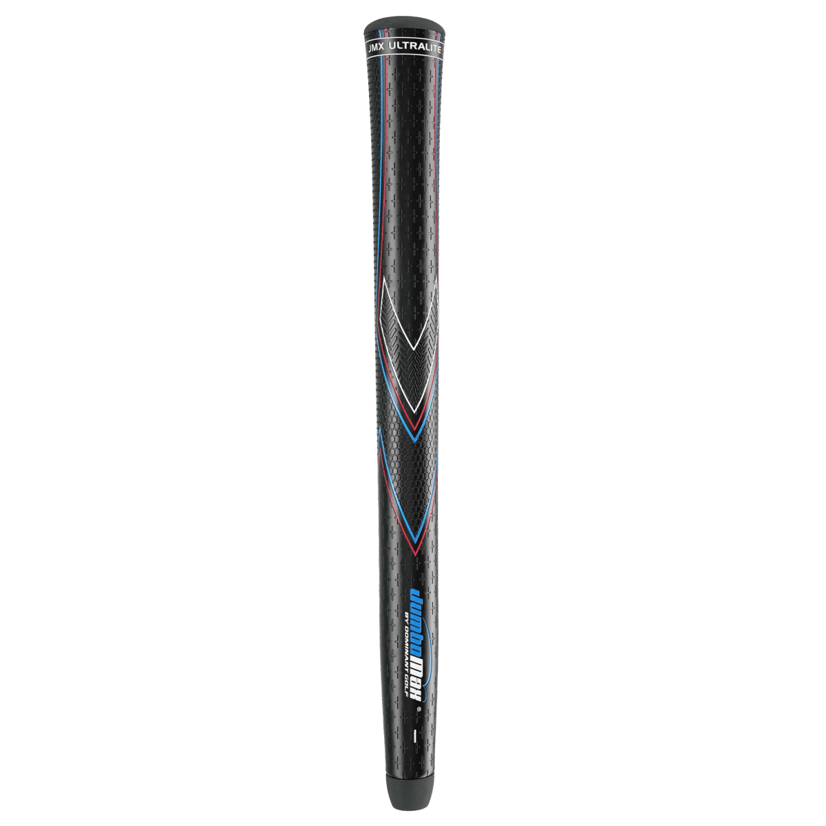 JumboMax JMX UltraLite Tapered golf grip in Red/White/Blue Pinstripes