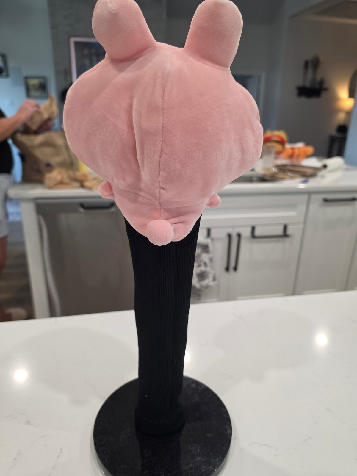 CRG Peachy Keen pink bunny driver headcover back view with long black protective sock