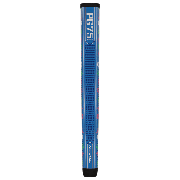 Lizard Skins PG75 Floral Blue putter grip, flat front detail