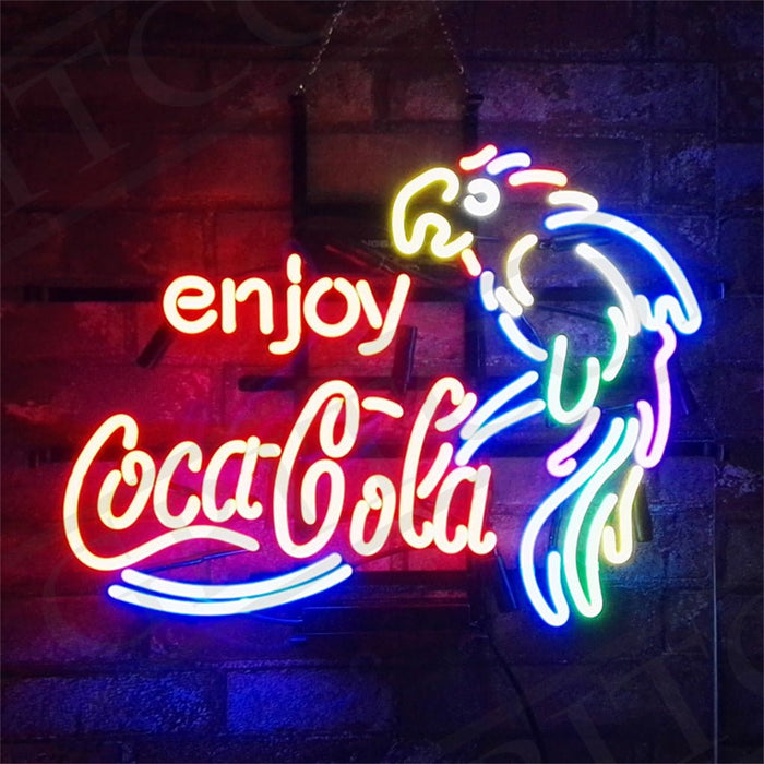 Enjoy Coca Cola with Parrot Neon Signs Light - Club Rehab