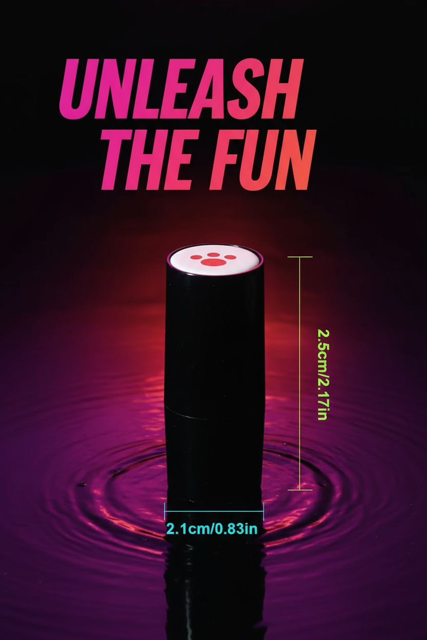 Black cylindrical object with a red light on a dark background with text 'UNLEASH THE FUN'.