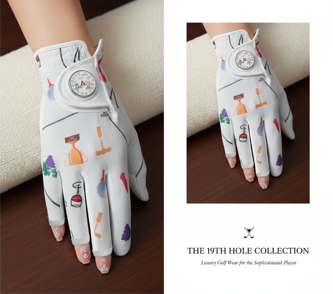 Women’s All-Weather Golf Glove with Ball Marker – Stylish Half-Finger Design