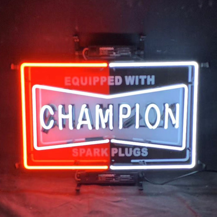 Equipped with Champion Spark Plugs Neon Signs Light - Club Rehab