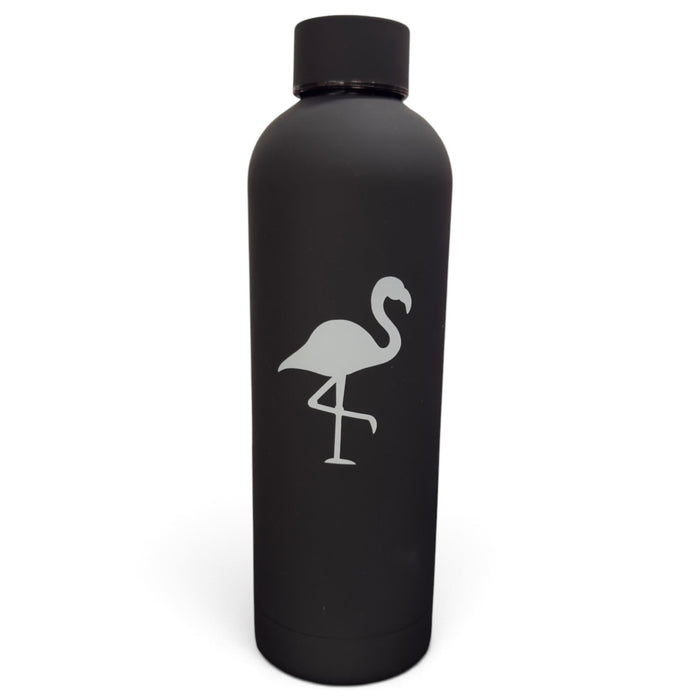 Flamingo Hydration Bottle | 24oz Insulated Stainless Steel | Screw On Lid - Black - Club Rehab