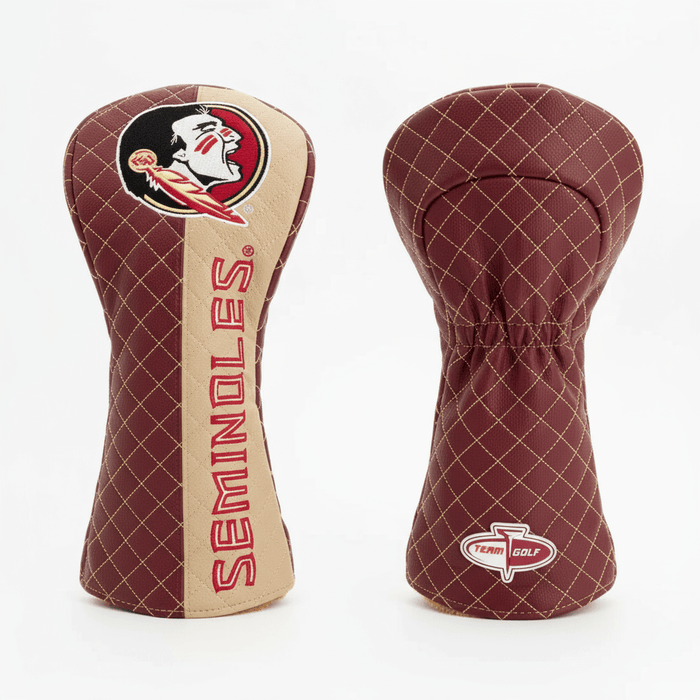 Golf club head covers with Florida State Seminoles logo on a white background