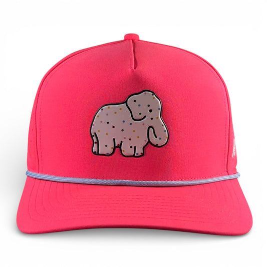 Frosted Elephant Golf Hat | Snapback Cap | Built-in Magnetic Ball Marker Holder + Marker Included | Adjustable | Elephant Cookie Pink - Club Rehab