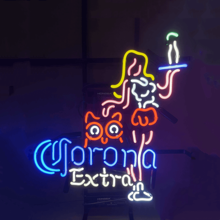 Girl Corona Extra with Hooters Neon Signs - 15"x19" - Club Rehab