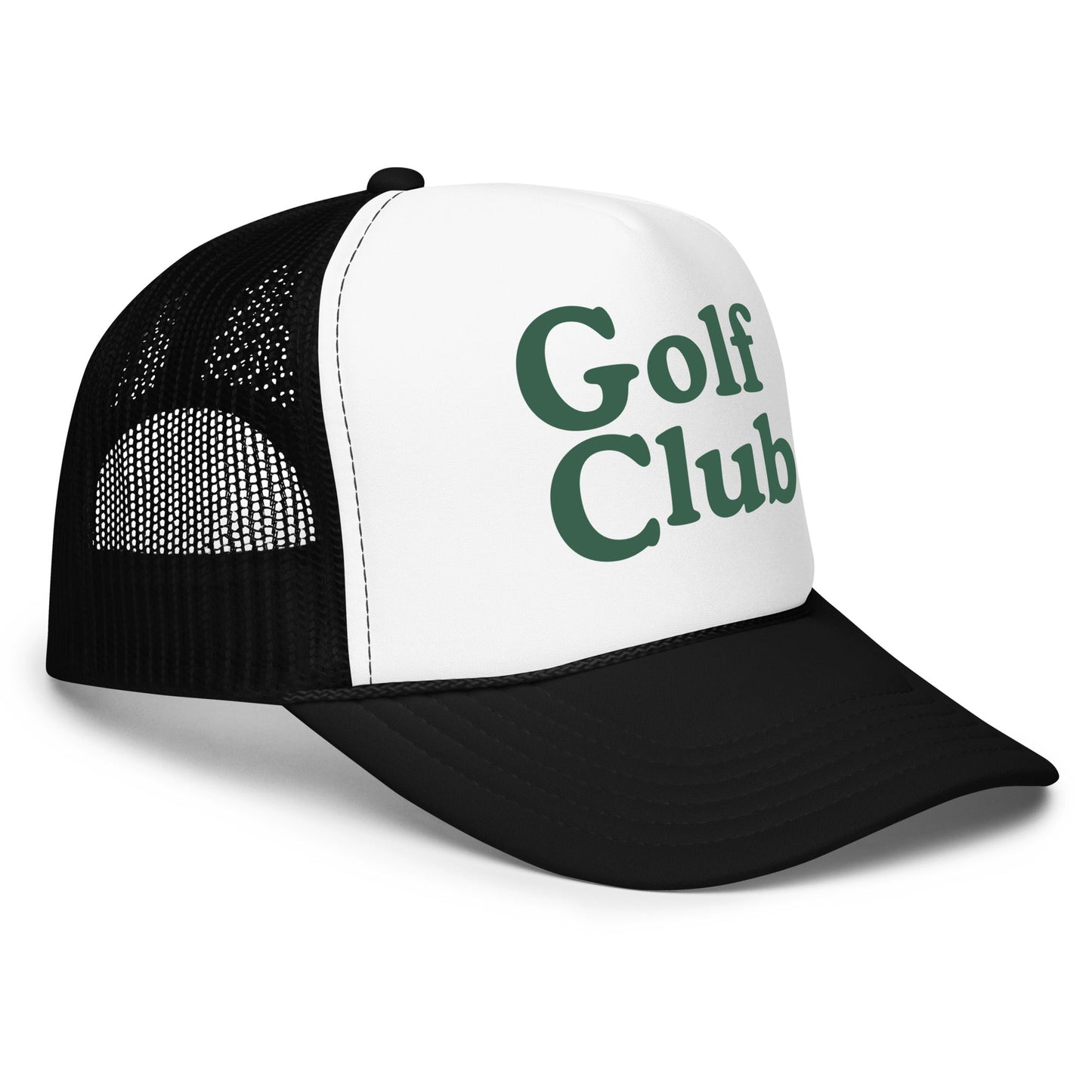 Golf Club Trucker Hat – Printed Foam Mesh Hat in Multiple Colors - Black / White / Black - Club Rehab