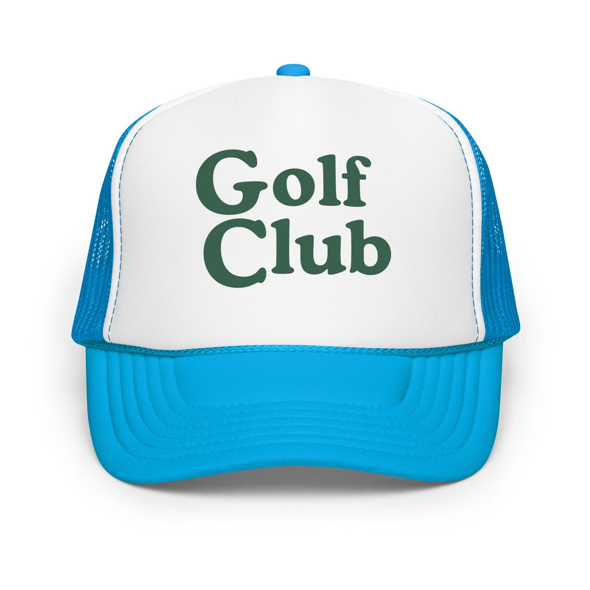 Golf Club Trucker Hat – Printed Foam Mesh Hat in Multiple Colors - Blue / White / Blue - Club Rehab