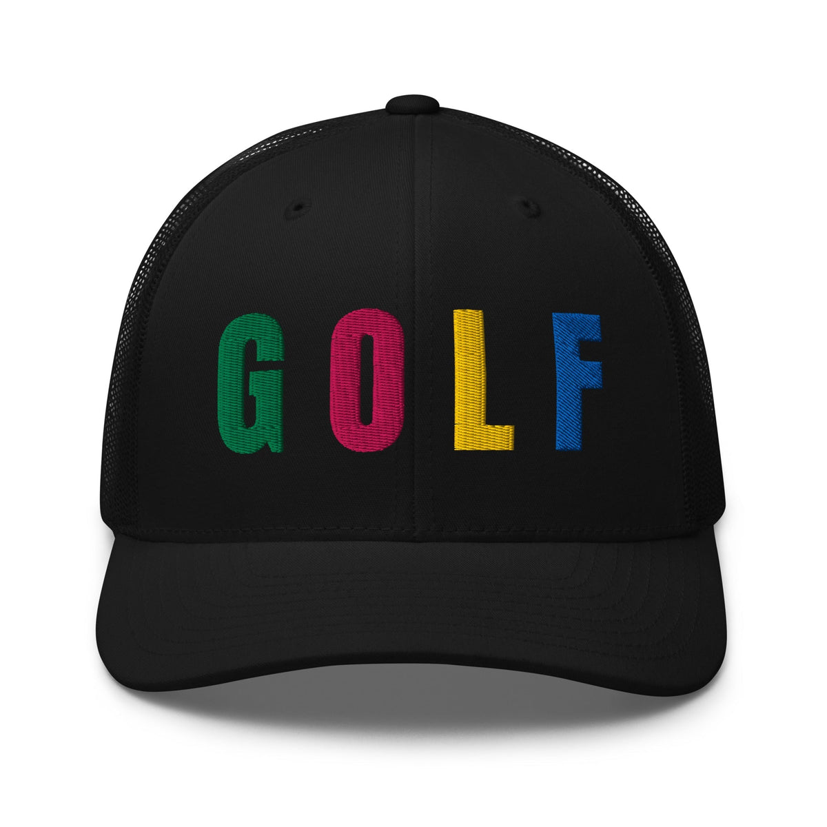 GOLF Embroidered Trucker Hat for Women - Birdie Pop Collection - Black - Club Rehab