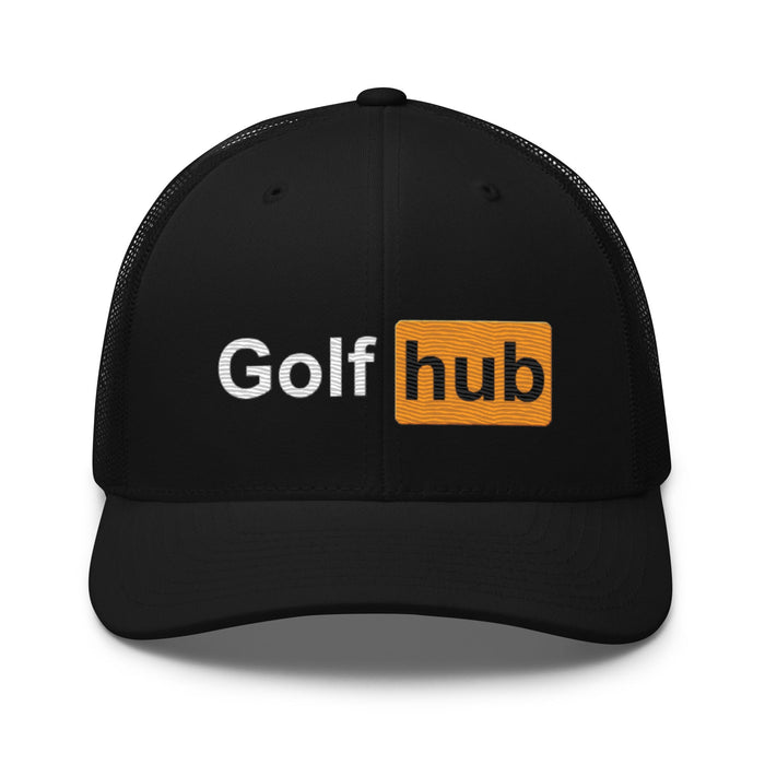 Golf Hub Trucker Hat - Black - Club Rehab