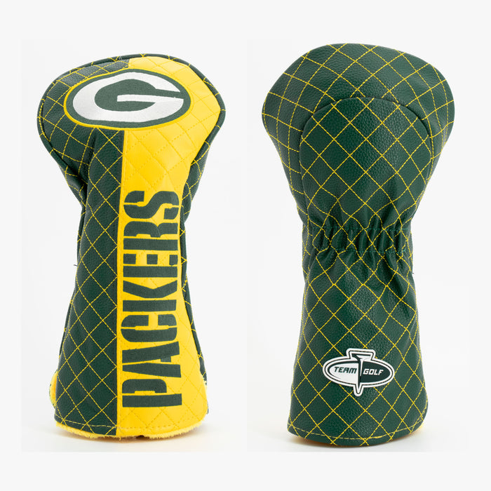 Green Bay Packers Split Quilted Driver Headcover, front and back views