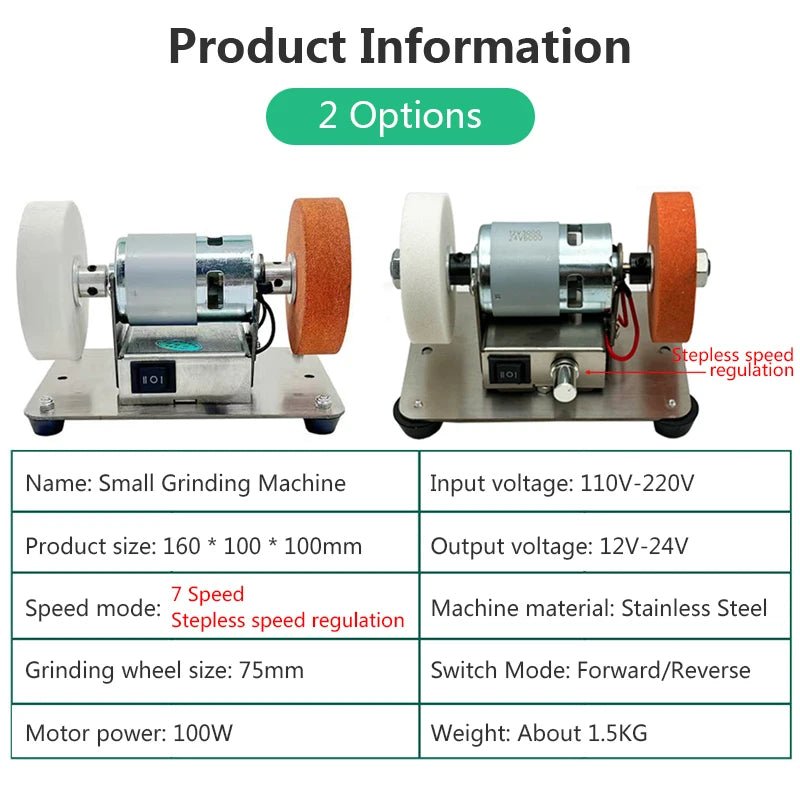 GrindMaster Mini 100W Table Grinder, alternate product view 2