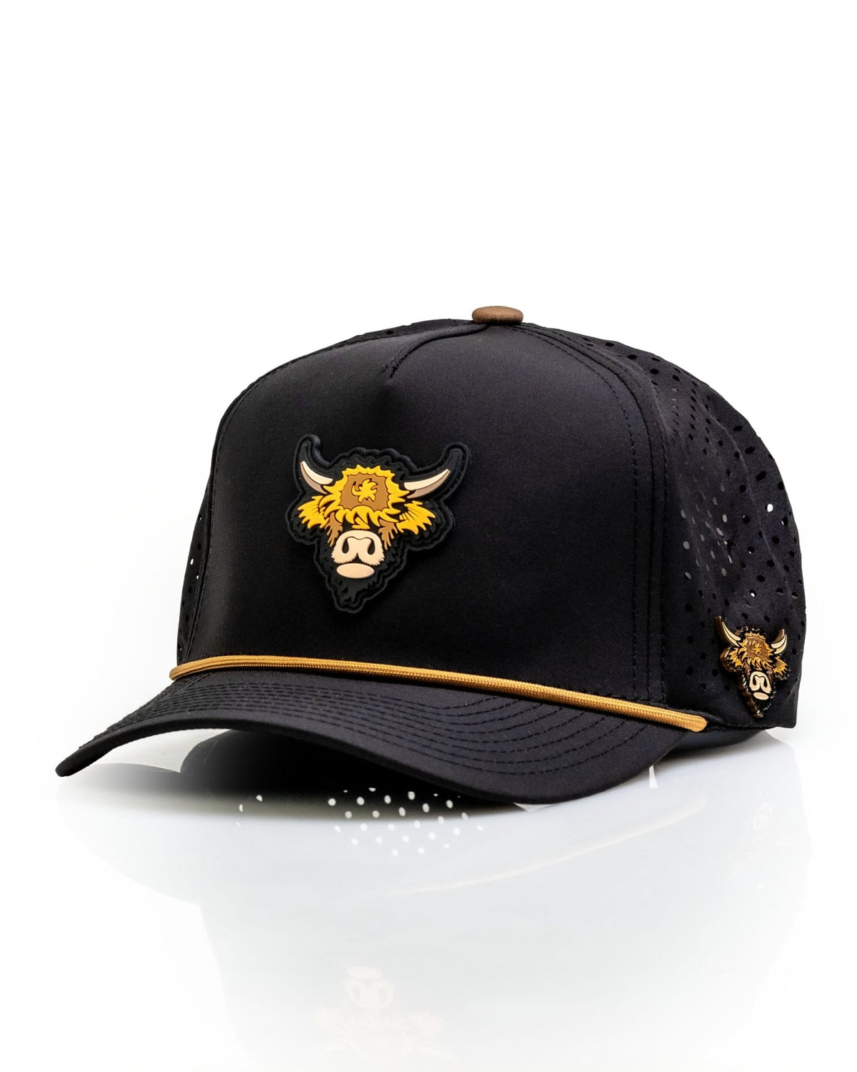 Highland Cow Black - Perforated Rope Hat - Club Rehab