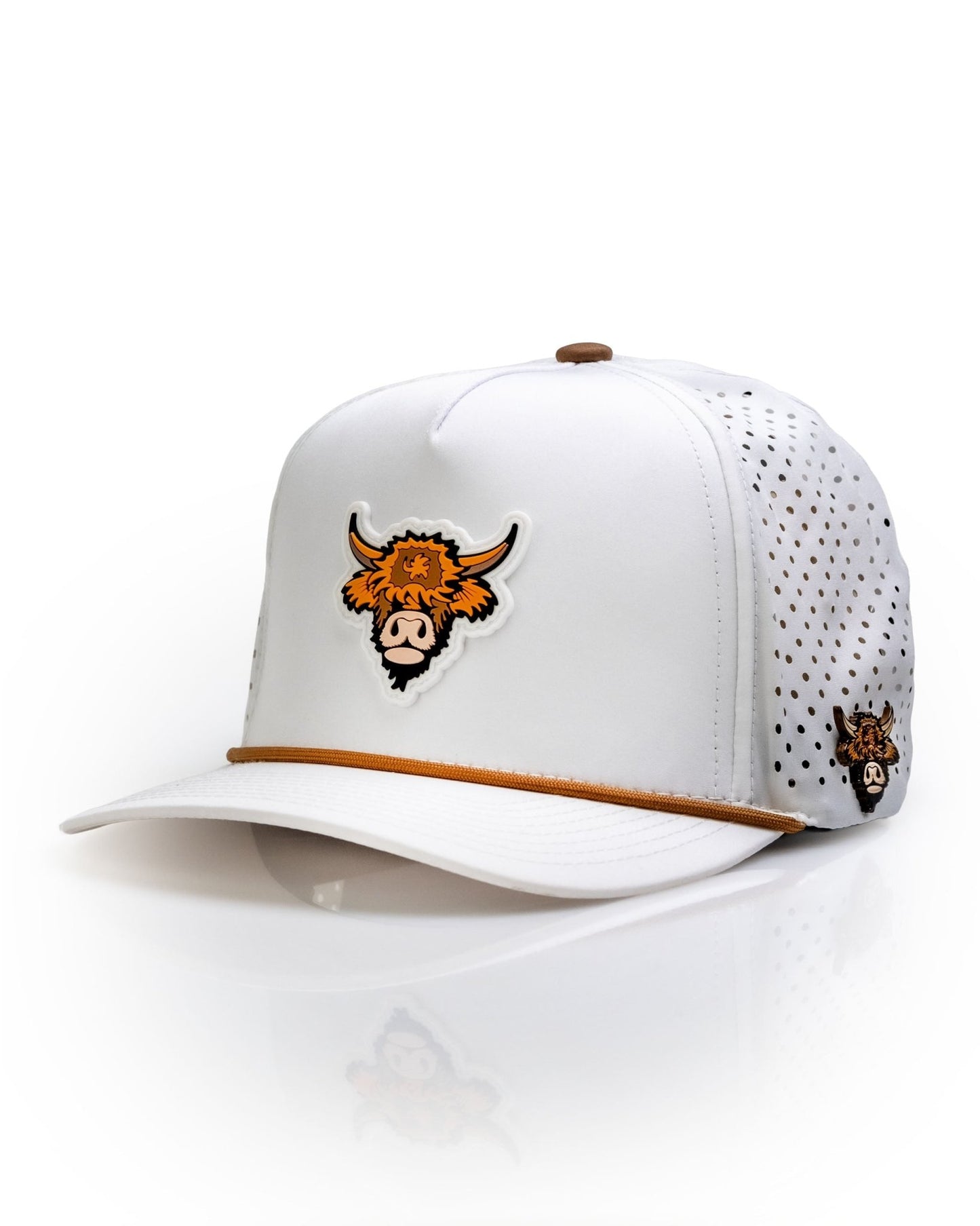 Highland Cow White - Perforated Rope Hat - Club Rehab