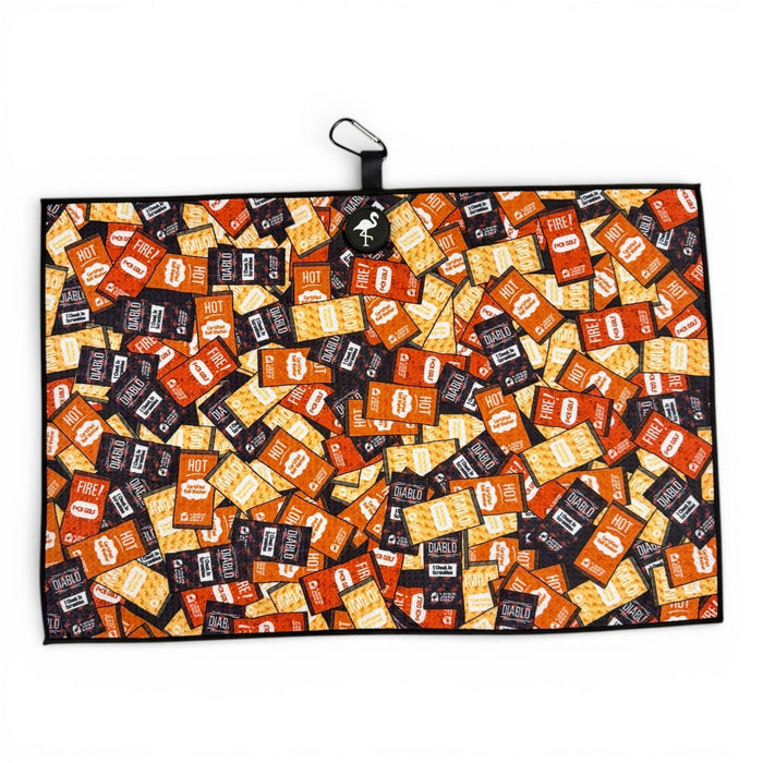 Hot Sauce Golf Towel | Premium Double - Sided Microfiber | Heavy - Duty Magnetic Towel with Carabiner Clip | 24 x 16 in - Club Rehab