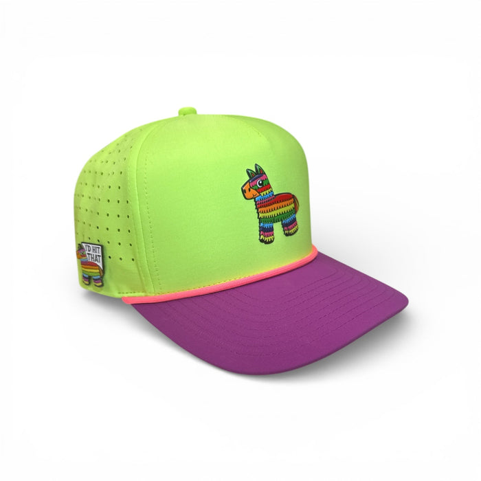 I'd Hit That Piñata Golf Hat | Snapback Cap | Built - in Magnetic Ball Marker Holder + Marker Included | Adjustable | Llama Multicolor - Club Rehab