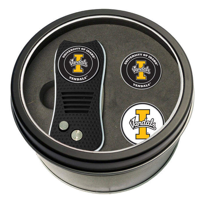 Idaho Switchblade divot tool and ball marker tin gift set