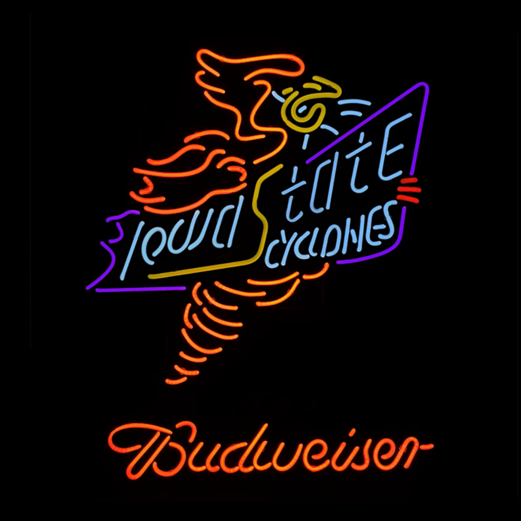 Iowa State Cyclone Logo Budweiser Beer Neon Signs Light - Club Rehab