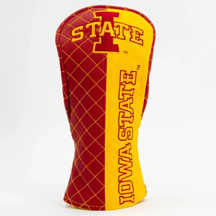 Golf club head cover with Iowa State logo on a white background