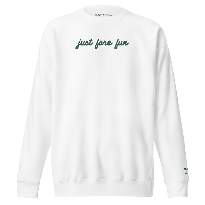 Just Fore Fun – Embroidered Golf Sweatshirt - White S - Club Rehab