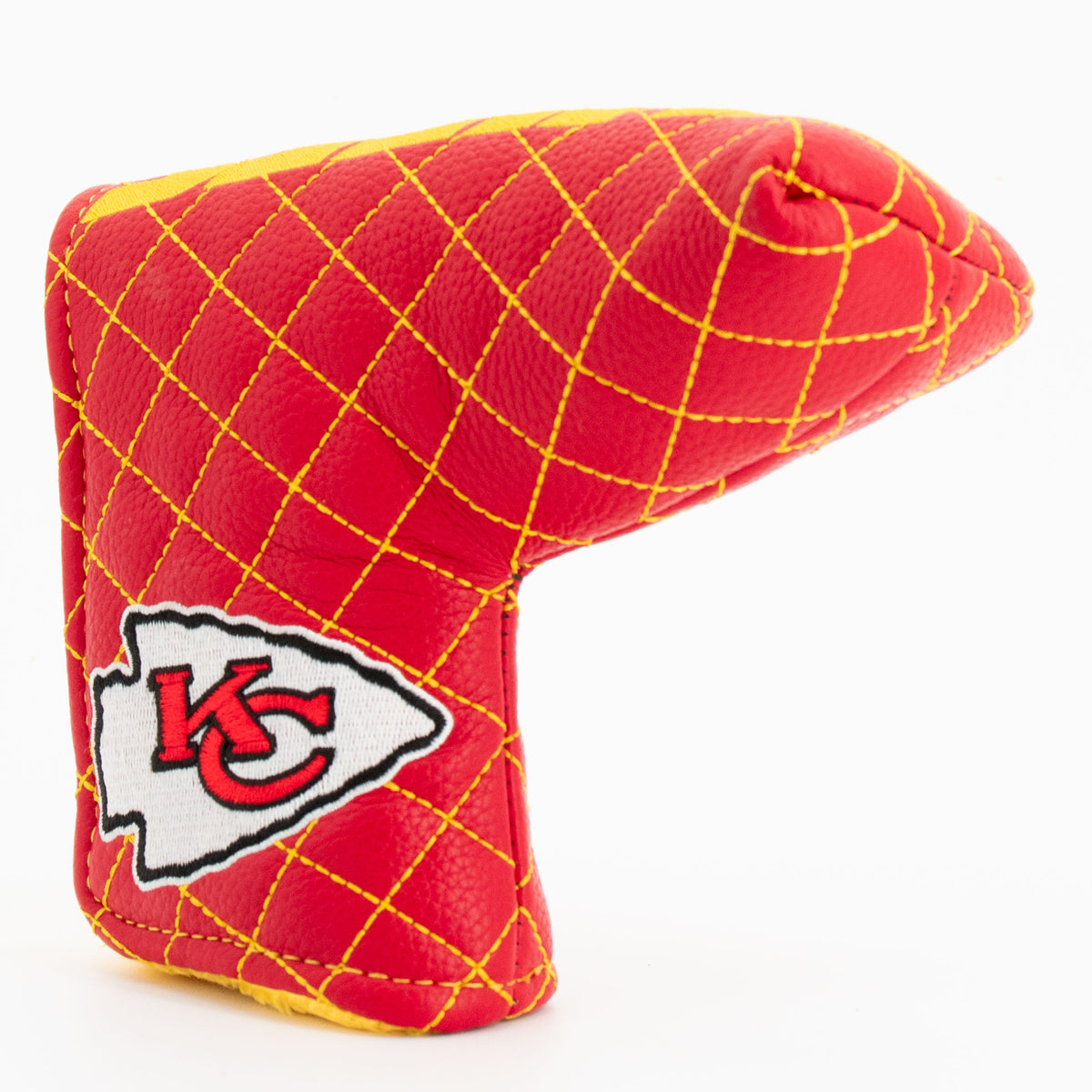 Kansas City Chiefs Solid Blade Putter quilted headcover, angled view