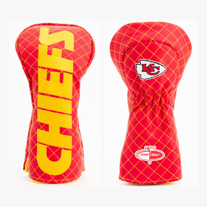 Kansas City Chiefs Solid Quilted Driver Headcover, front and back views