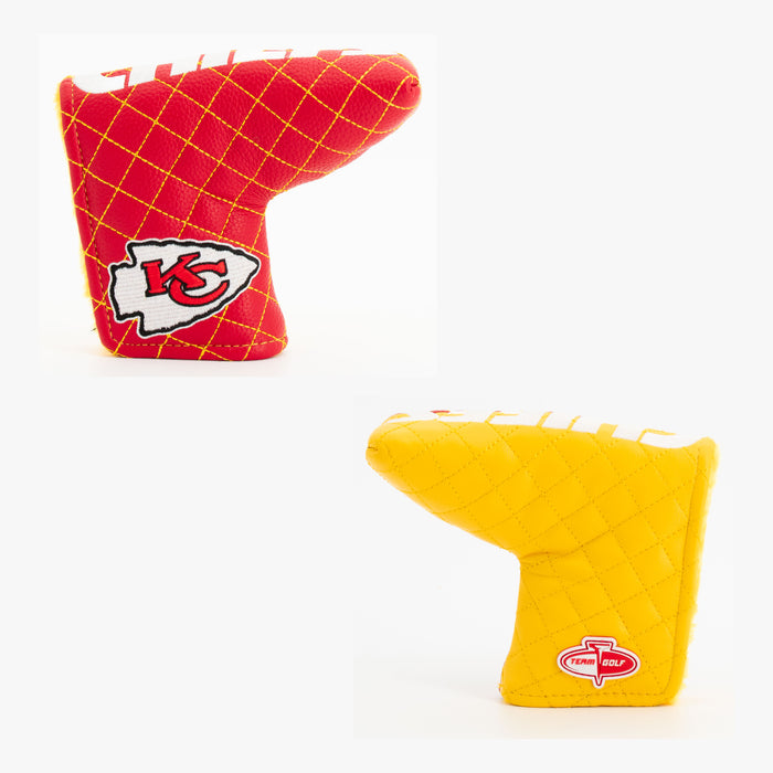Kansas City Chiefs Split Quilted Blade Putter Cover, front and back views