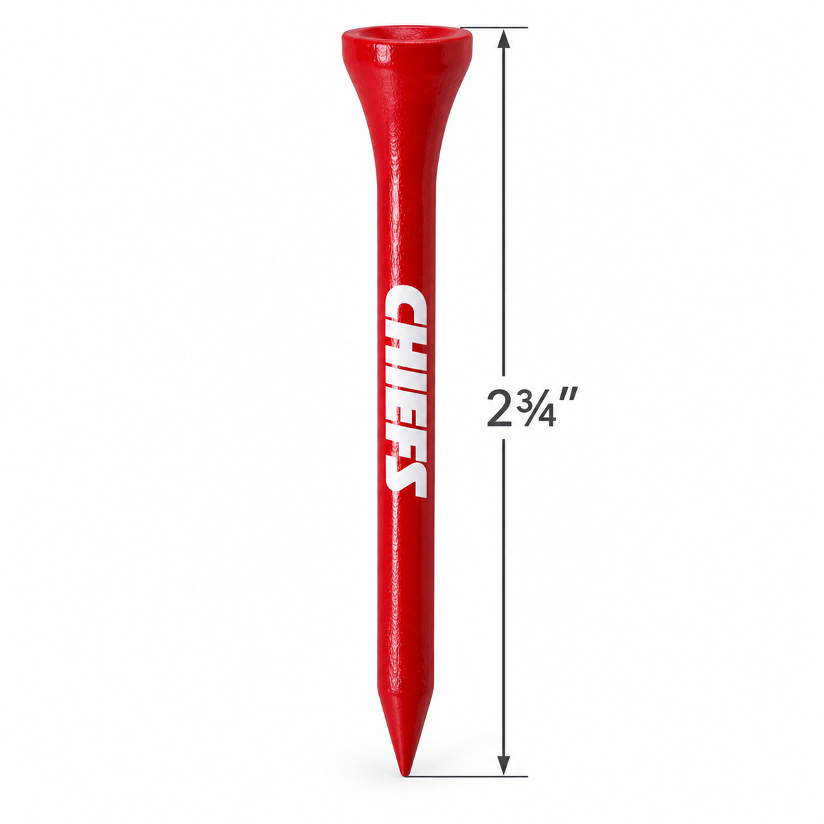 Kansas City Chiefs golf tee with a 2¾-inch height measurement.