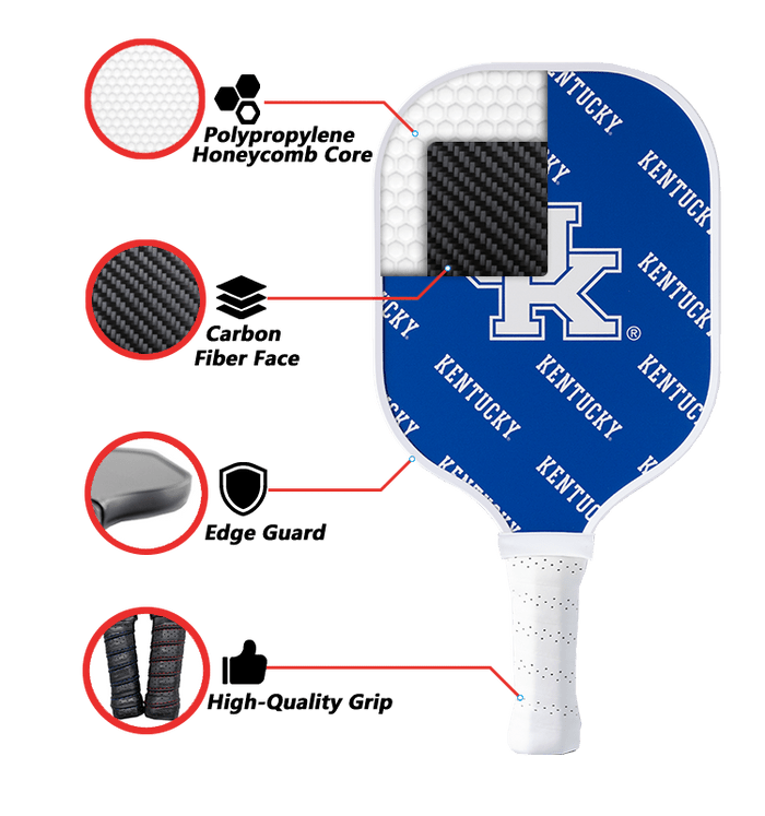 Kentucky Wildcats Pickleball Paddle | Carbon Fiber Face | 12mm Core - Club Rehab