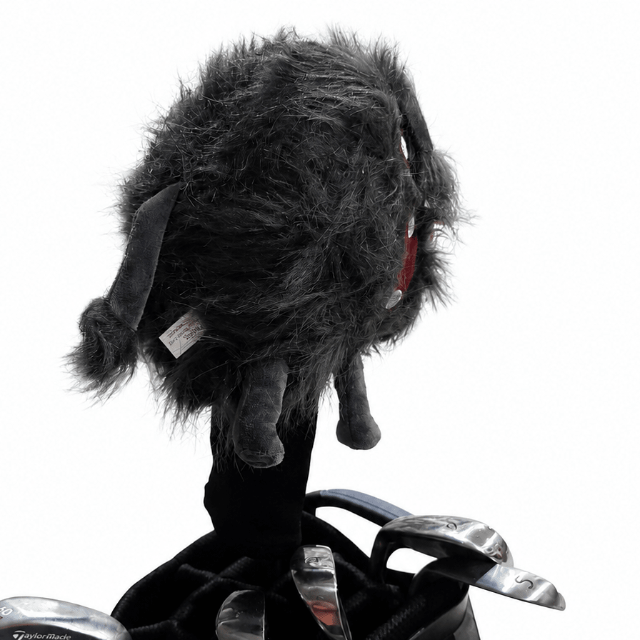Golf club head cover with a fluffy texture on a white background