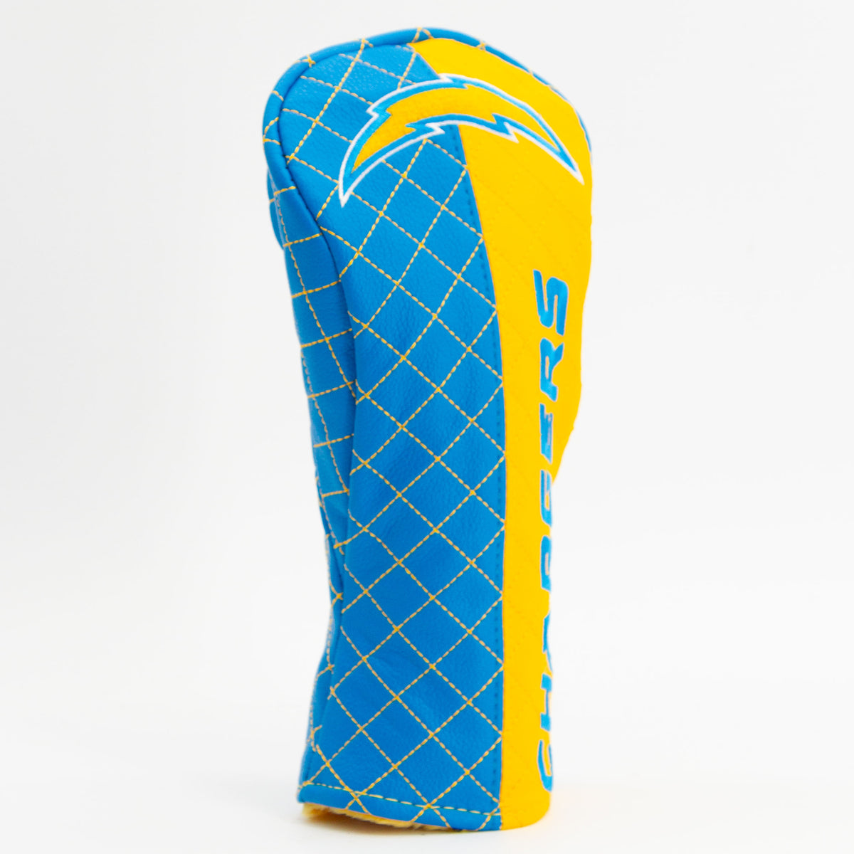 Los Angeles Chargers Split Fairway quilted headcover, angled view