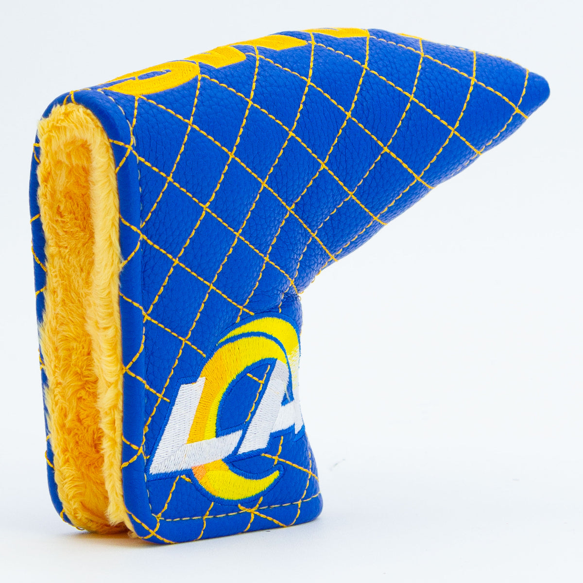 Los Angeles Rams Solid Blade Putter quilted headcover, opening detail