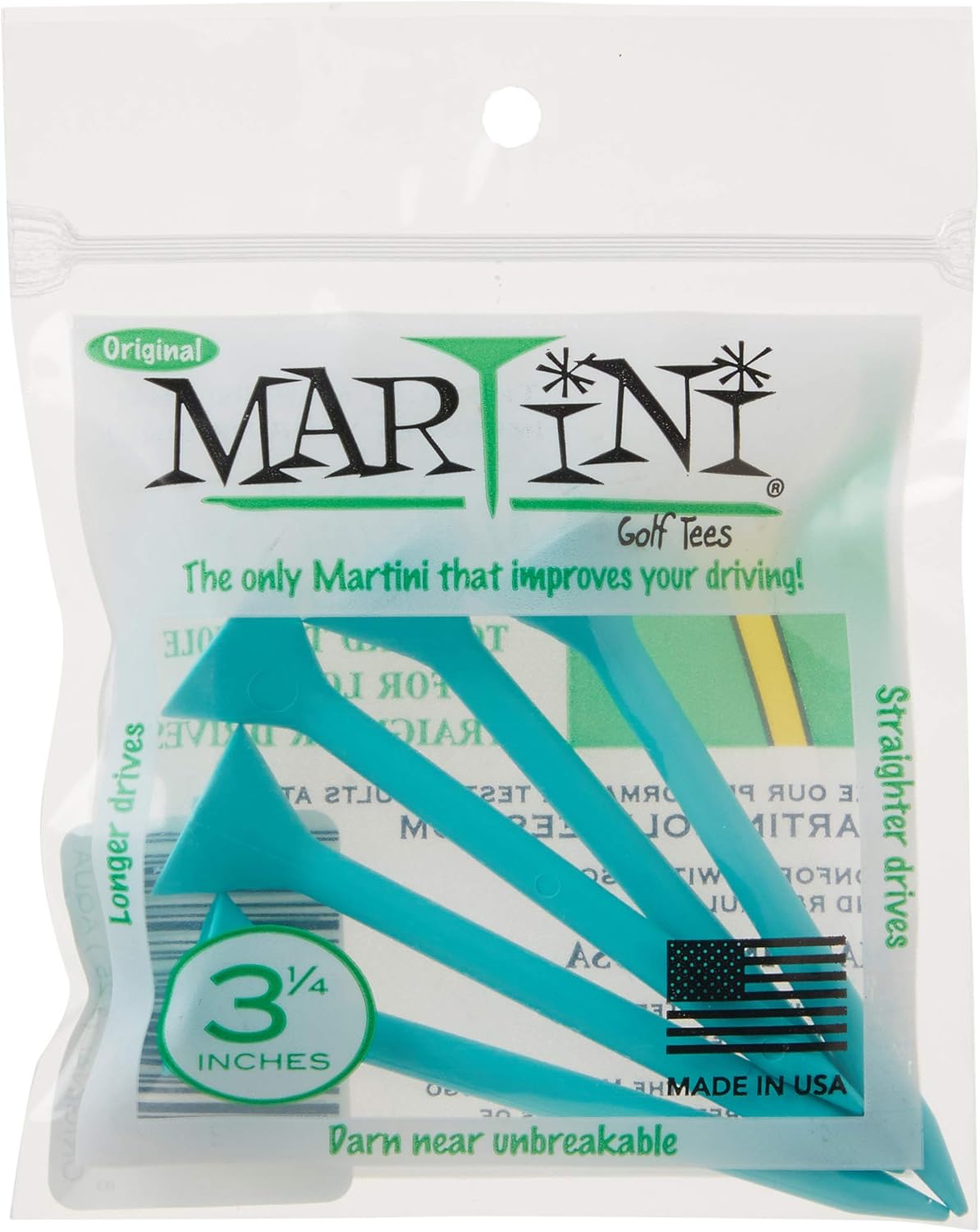Martini 2 - Inch Golf Tees - Aqua 6 - Club Rehab