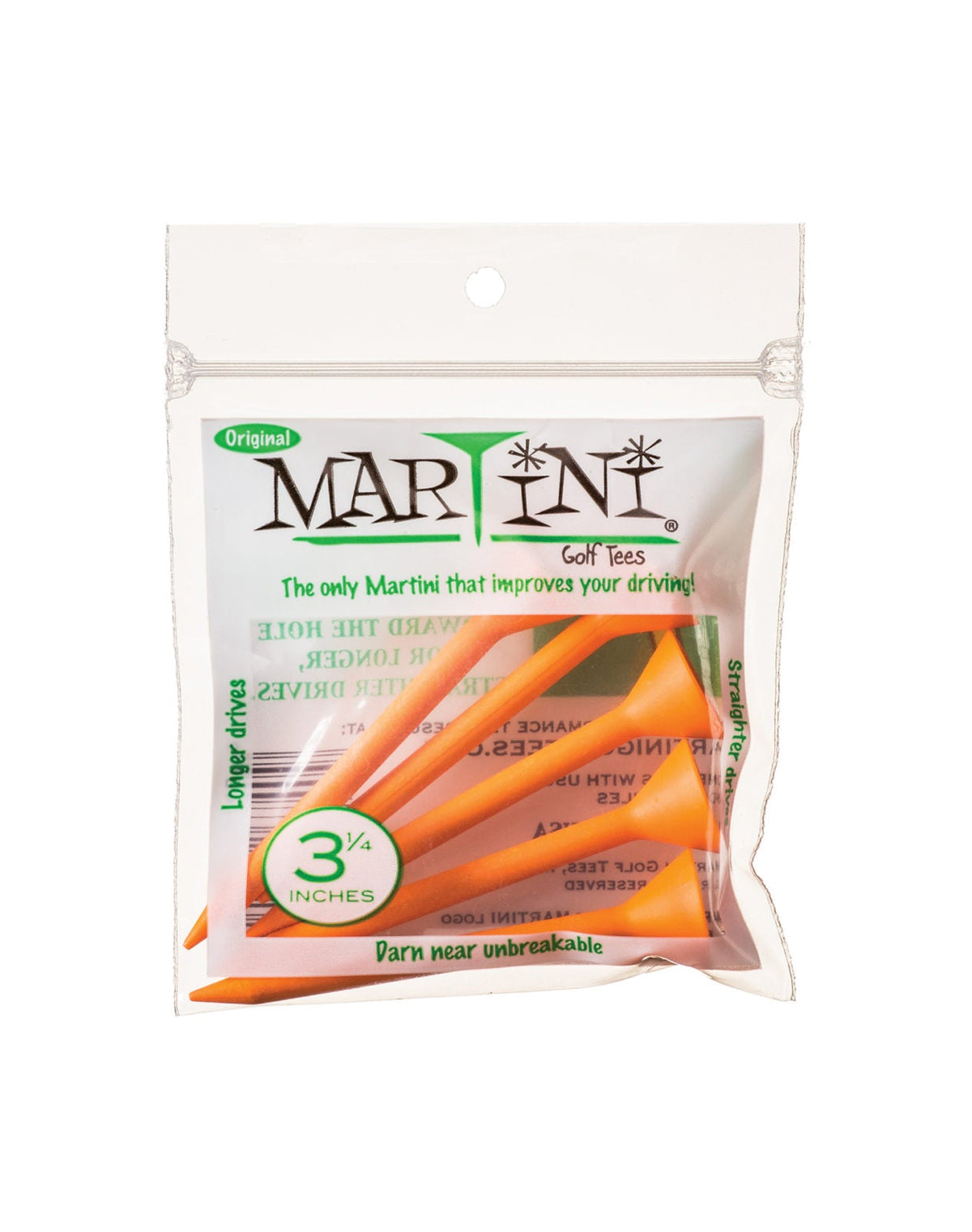 Martini 3 - 1/4 inch Golf Tees - Smooth Orange - Club Rehab