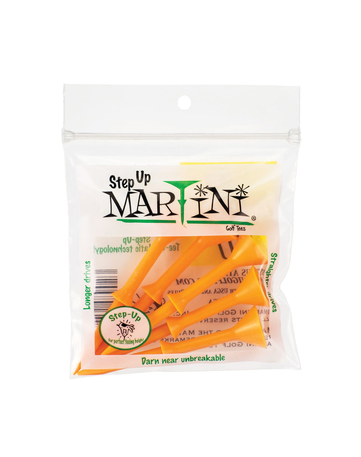 Martini 3 - 1/4 inch Golf Tees - Step up Orange - Club Rehab