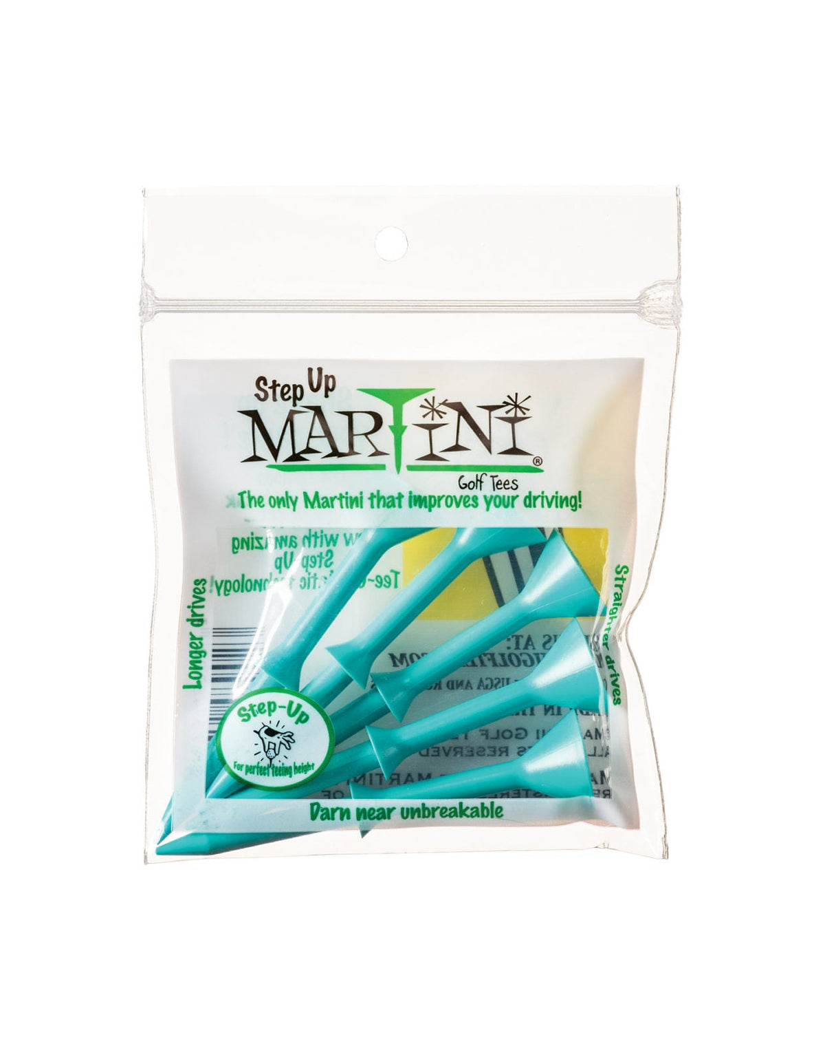 Martini 3 - 1/4 inch Golf Tees - Step up Aqua - Club Rehab