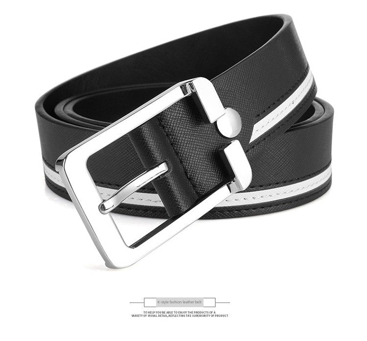 Men's Leather White Casual Belt K - style Golf - Blue 105cm - Club Rehab